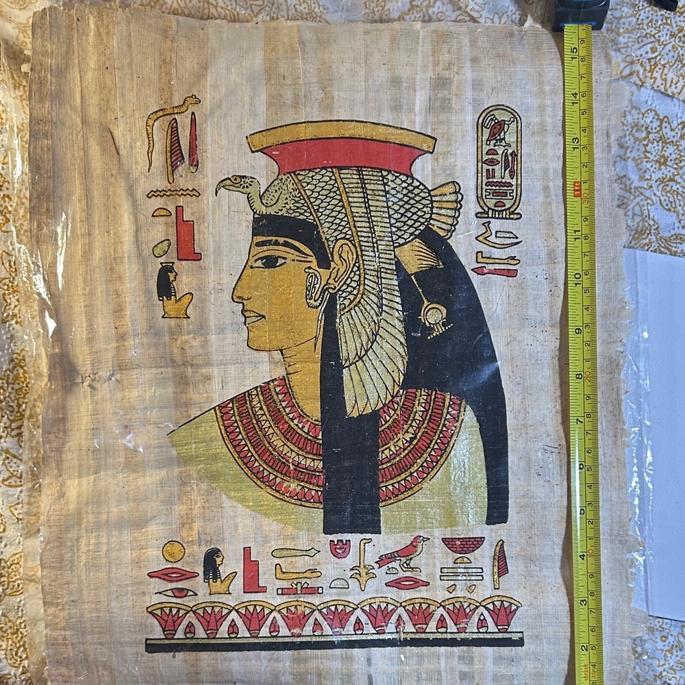 Egyptian Papyrus Art with Hieroglyphics